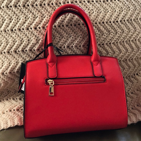 La Terre Fashion Red Satchel Vegan Leather/New - Picture 2 of 5